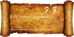 Fürster Zinajda névjegykártya